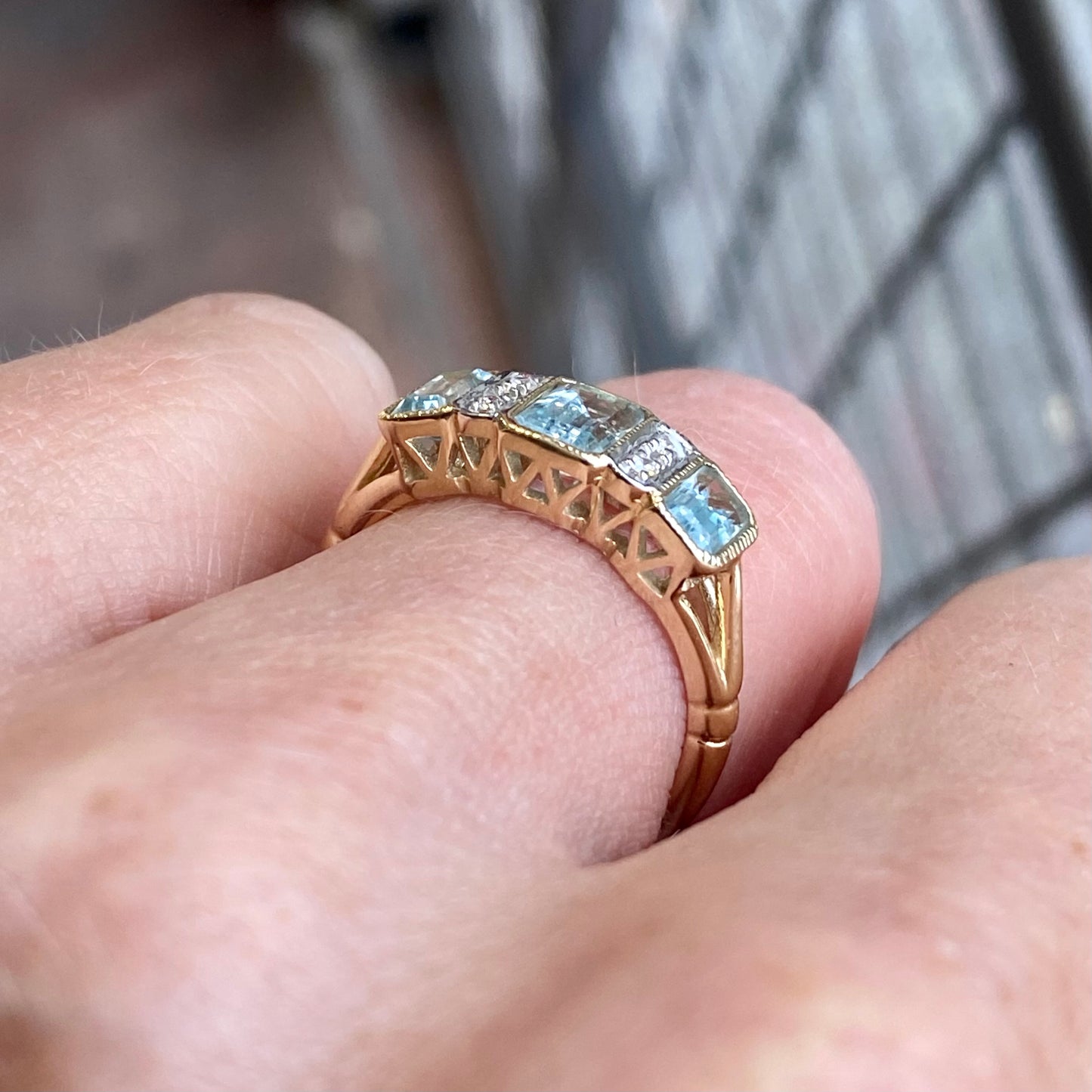 9ct Gold Sky Blue Topaz & Diamond Ring - John Ross Jewellers