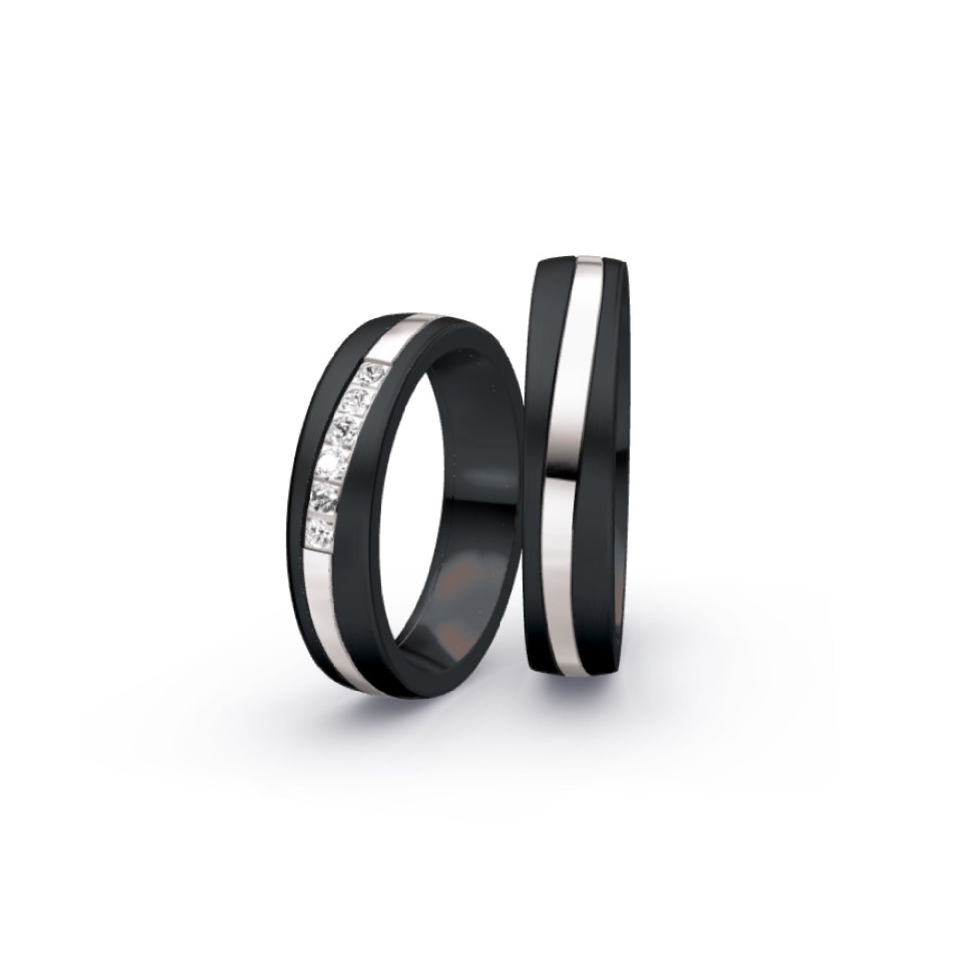 Black Zirconium & 14ct White Gold Wedding Ring | 5mm - John Ross Jewellers