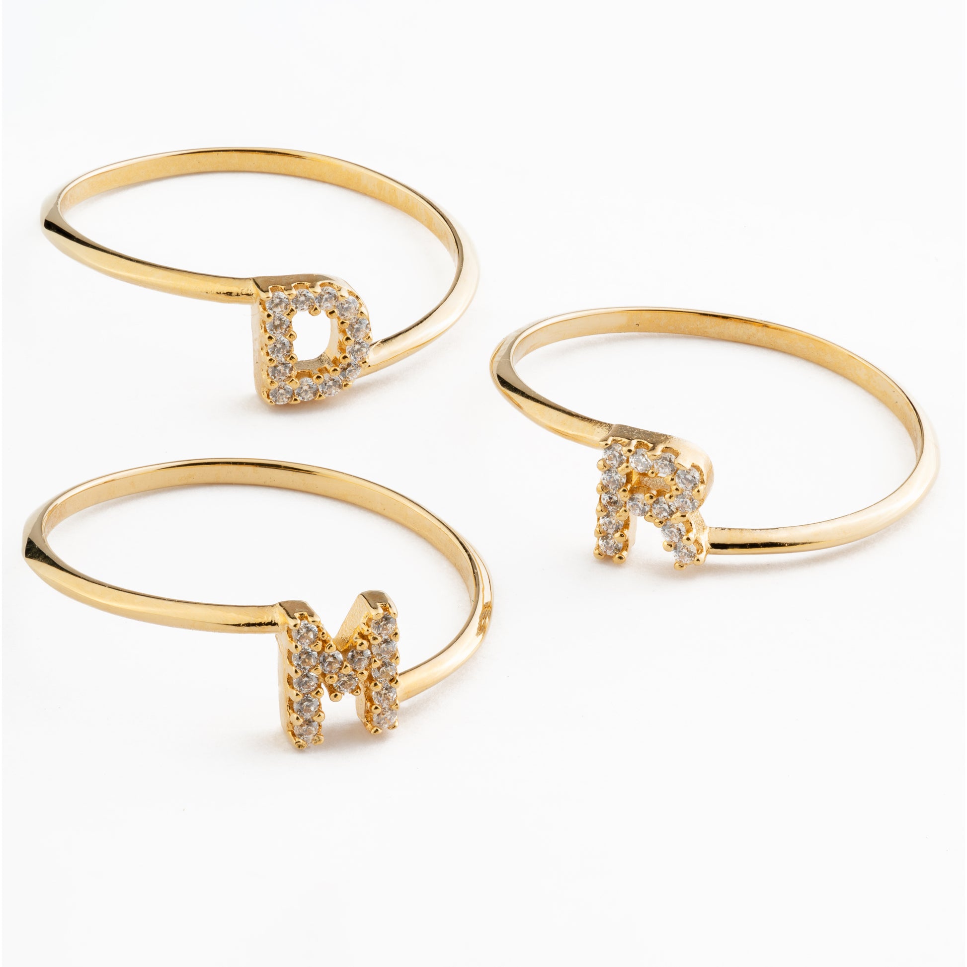 REBECCA Lux Diamond Letter Ring | 18ct Yellow Gold - John Ross Jewellers