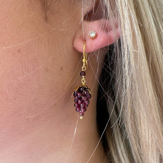 Grape Drop Earrings - Rhodolite - John Ross Jewellers