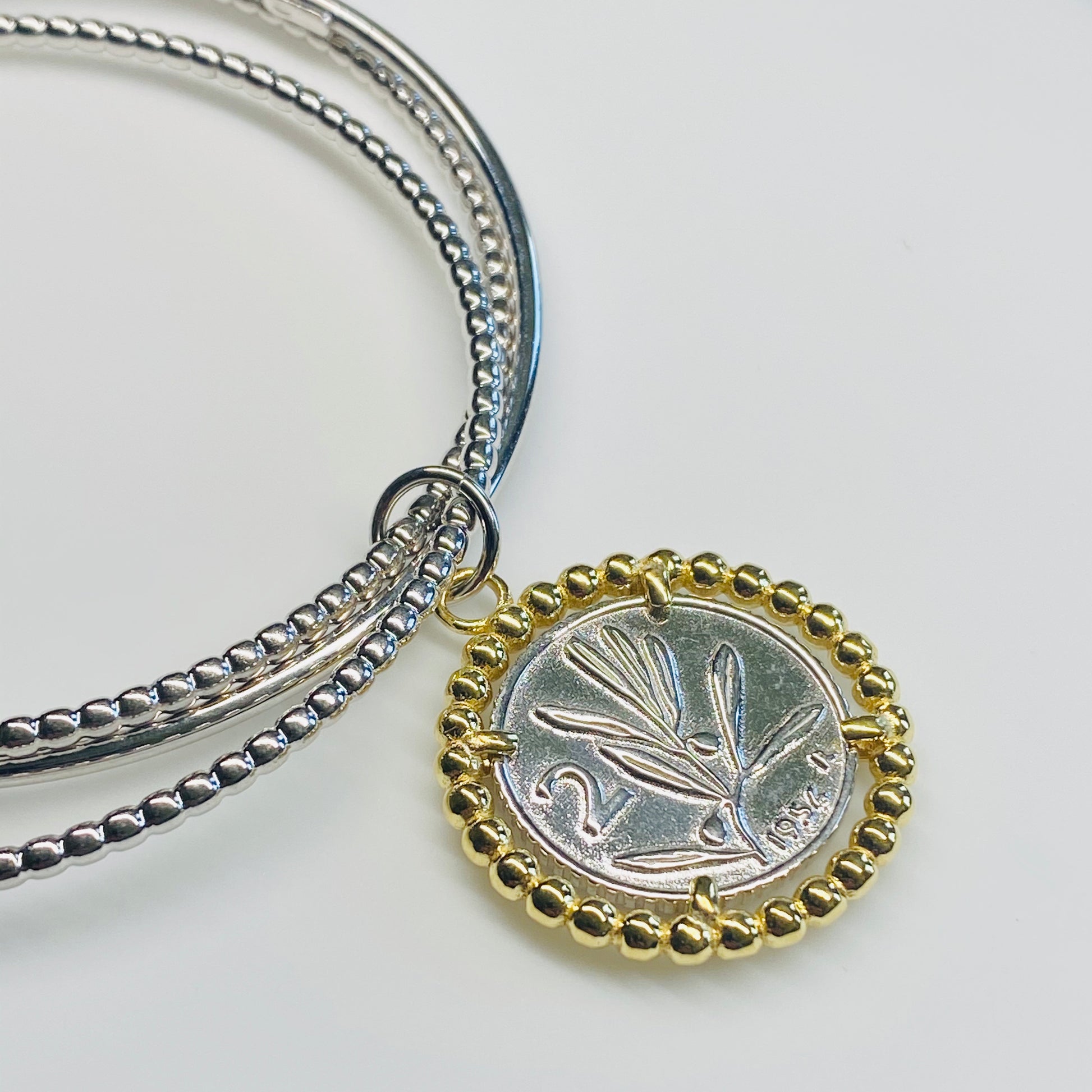 Sunshine Kinetic Bangle with Medallion - Silver - John Ross Jewellers