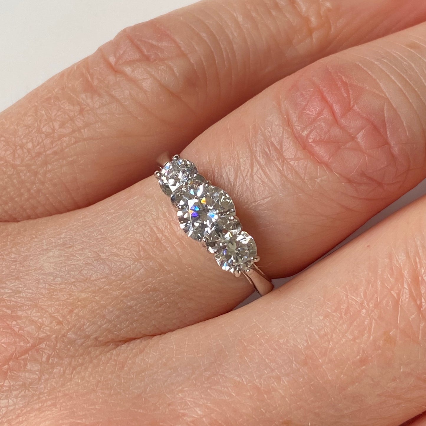 9ct White Gold CZ Trilogy Ring - John Ross Jewellers