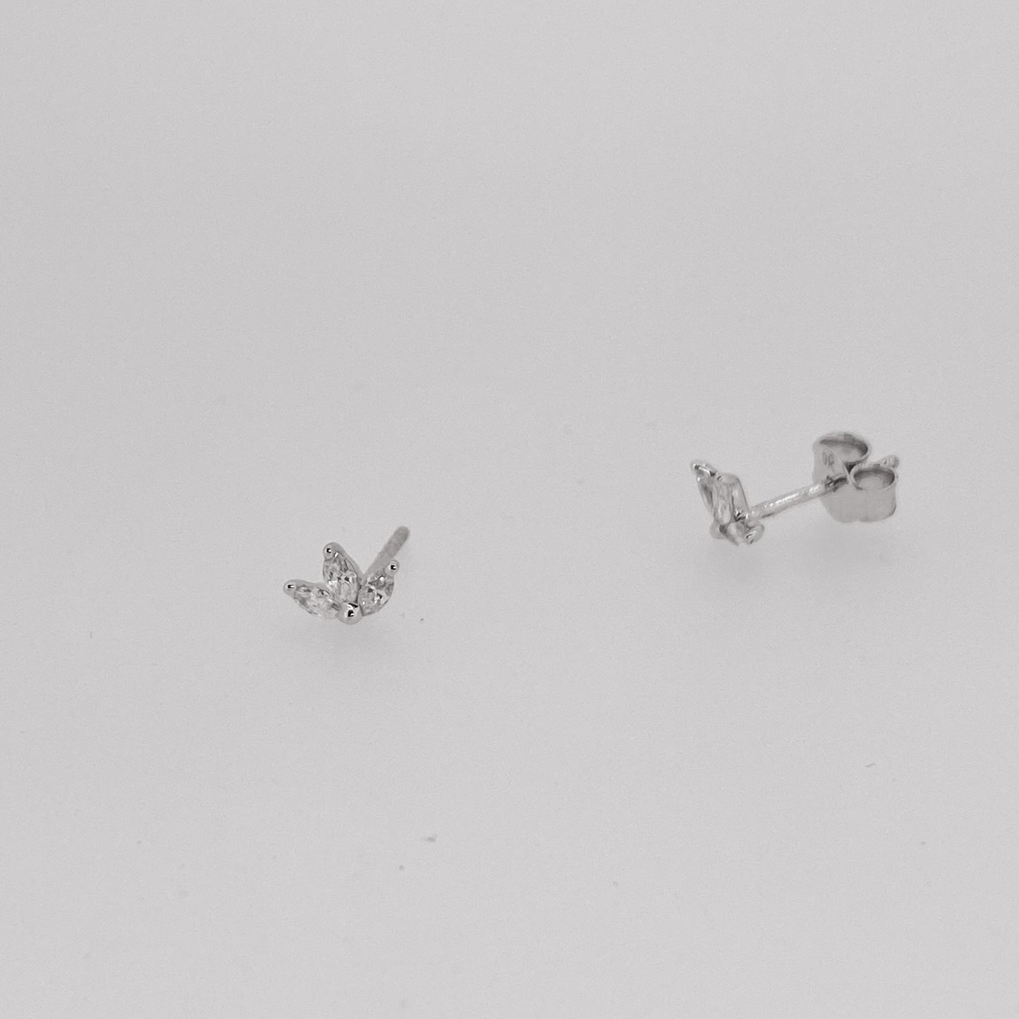 9ct White Gold Lotus Diamond Stud Earrings | 0.23ct - John Ross Jewellers