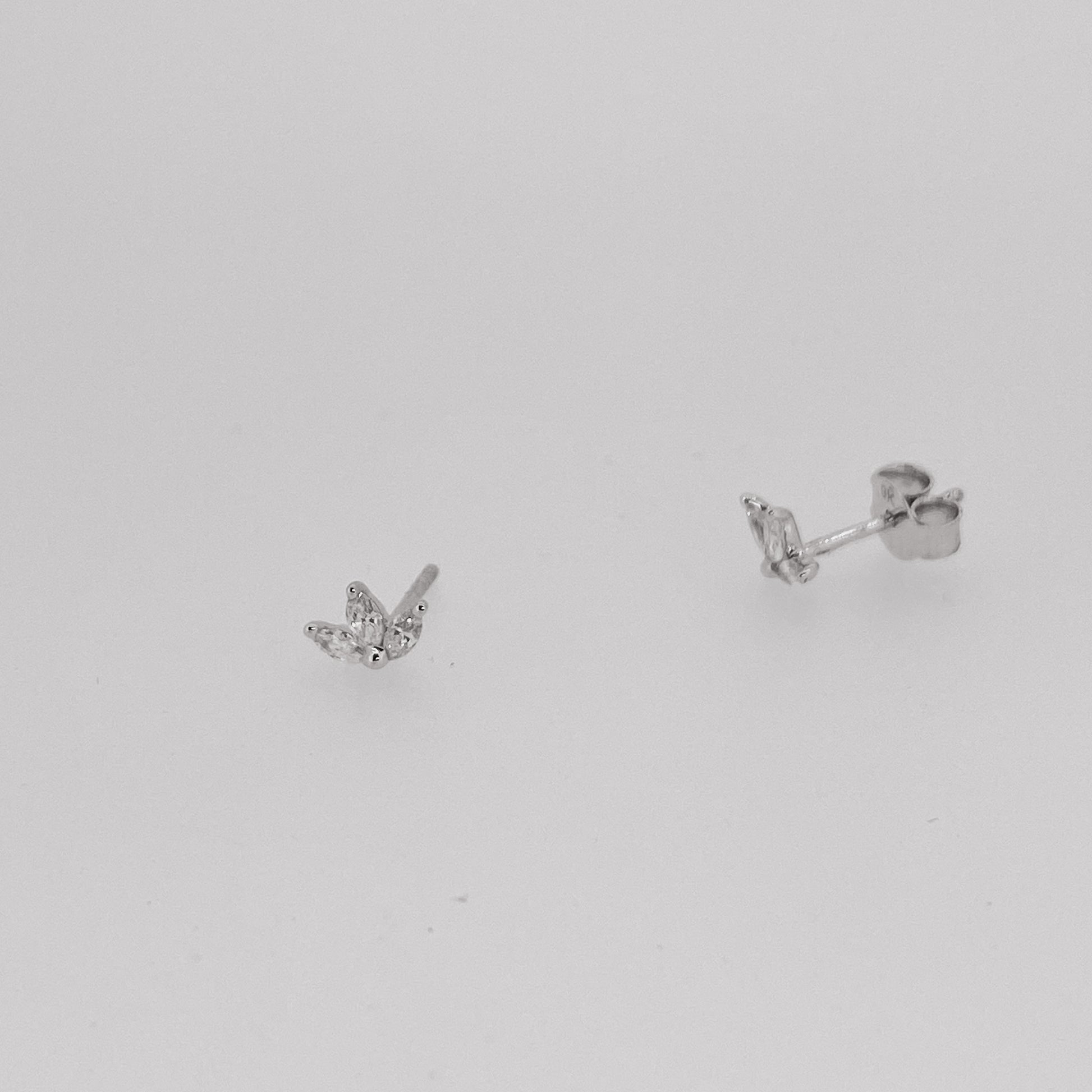 9ct White Gold Lotus Diamond Stud Earrings | 0.23ct - John Ross Jewellers