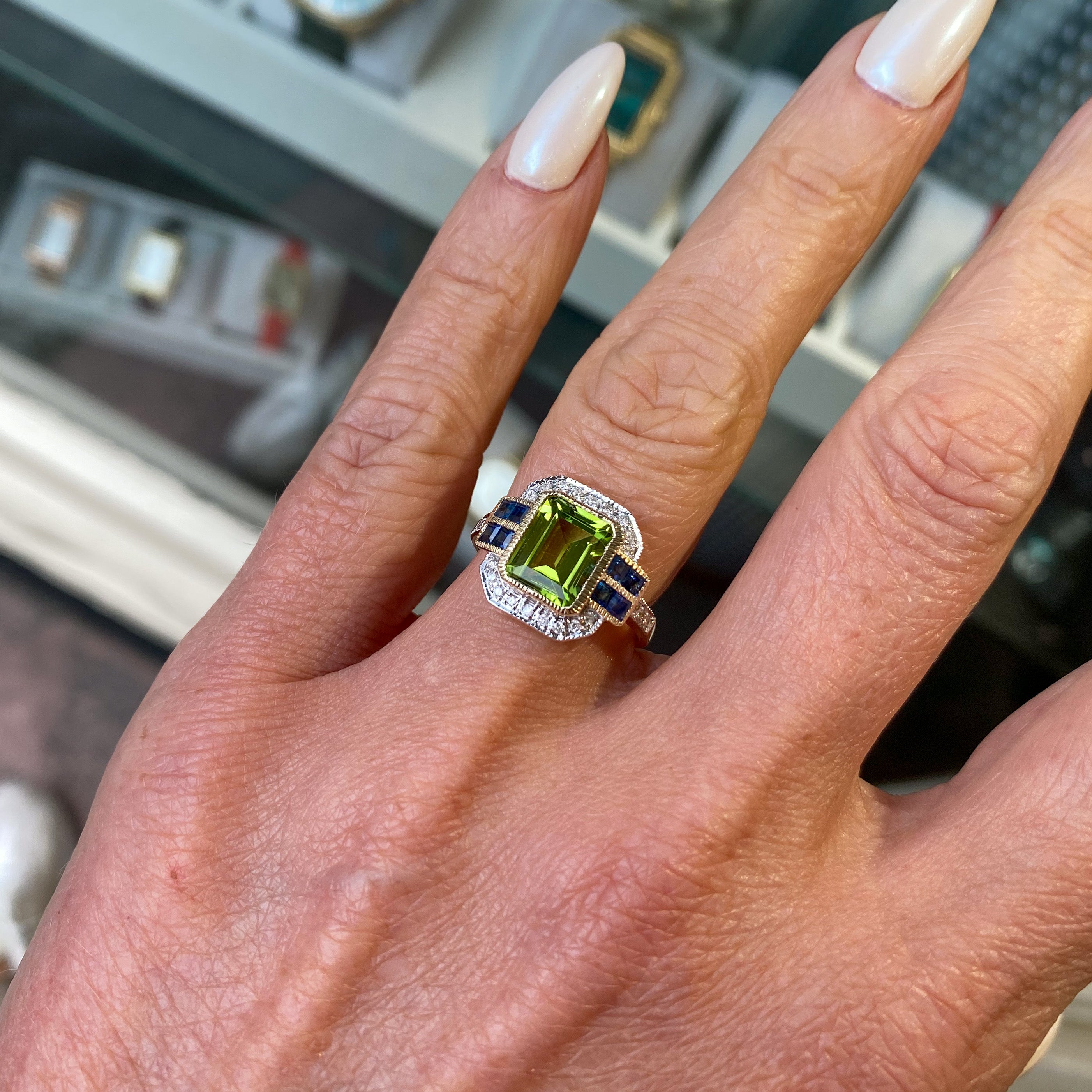 Peridot and online diamond band