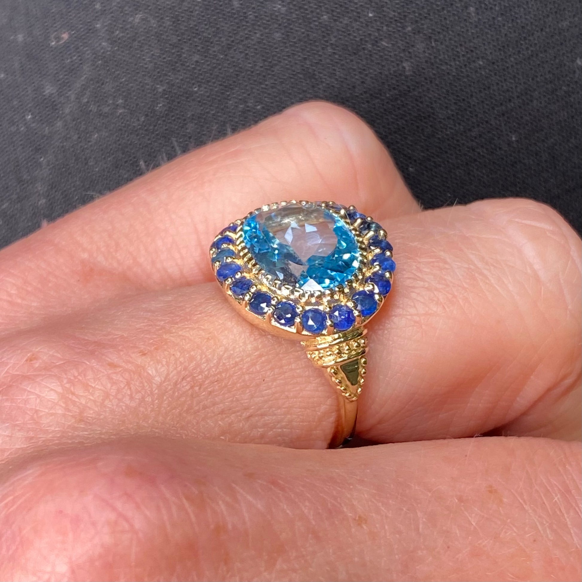 9ct Gold Blue Topaz & Sapphire Ring - John Ross Jewellers