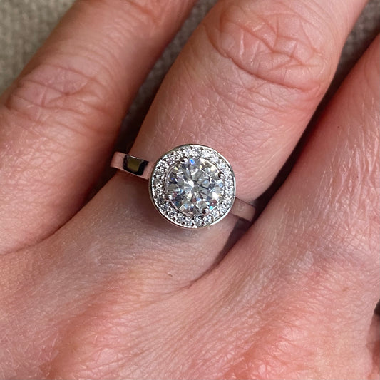 Silver CZ Halo Ring - John Ross Jewellers