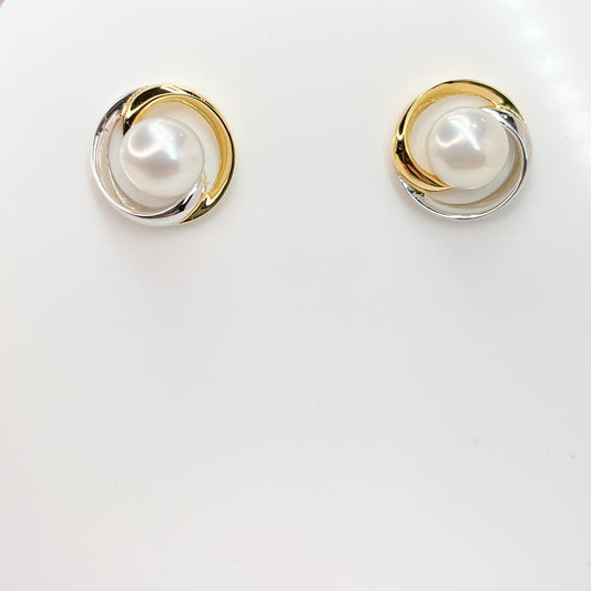 Silver Freshwater Pearl Swirl Earrings - John Ross Jewellers