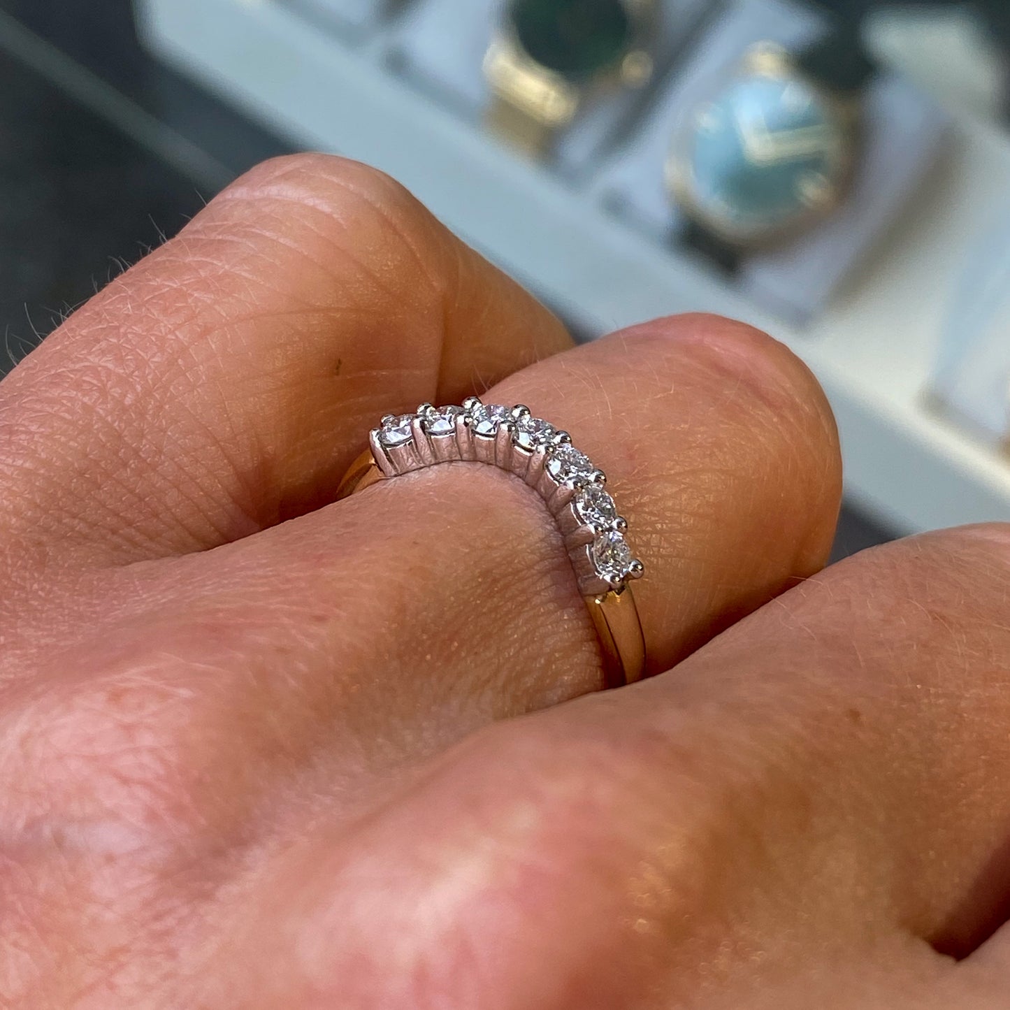 18ct Gold 0.42ct Seven Stone Diamond Eternity Ring | Curved - John Ross Jewellers
