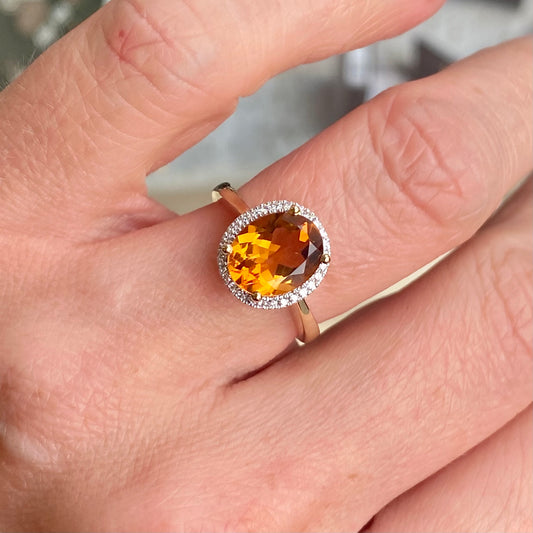 9ct Gold Citrine & Diamond Ring - John Ross Jewellers