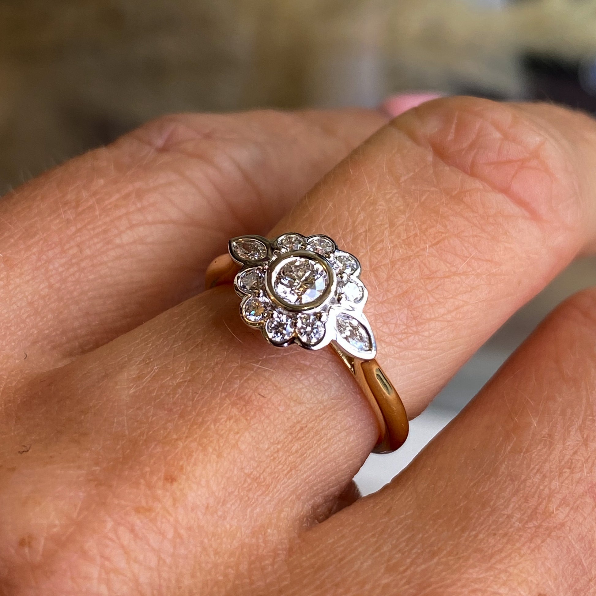 18ct Gold 0.53ct Diamond Flower Cluster Ring - John Ross Jewellers