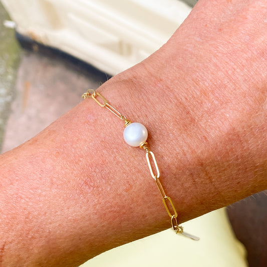 Sunshine Freshwater Pearl Paperlink Bracelet - John Ross Jewellers