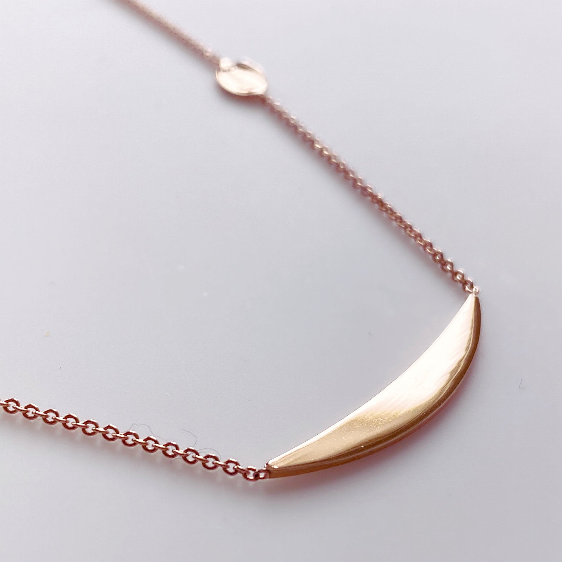 9ct Rose Gold Crescent Disc Necklace - John Ross Jewellers