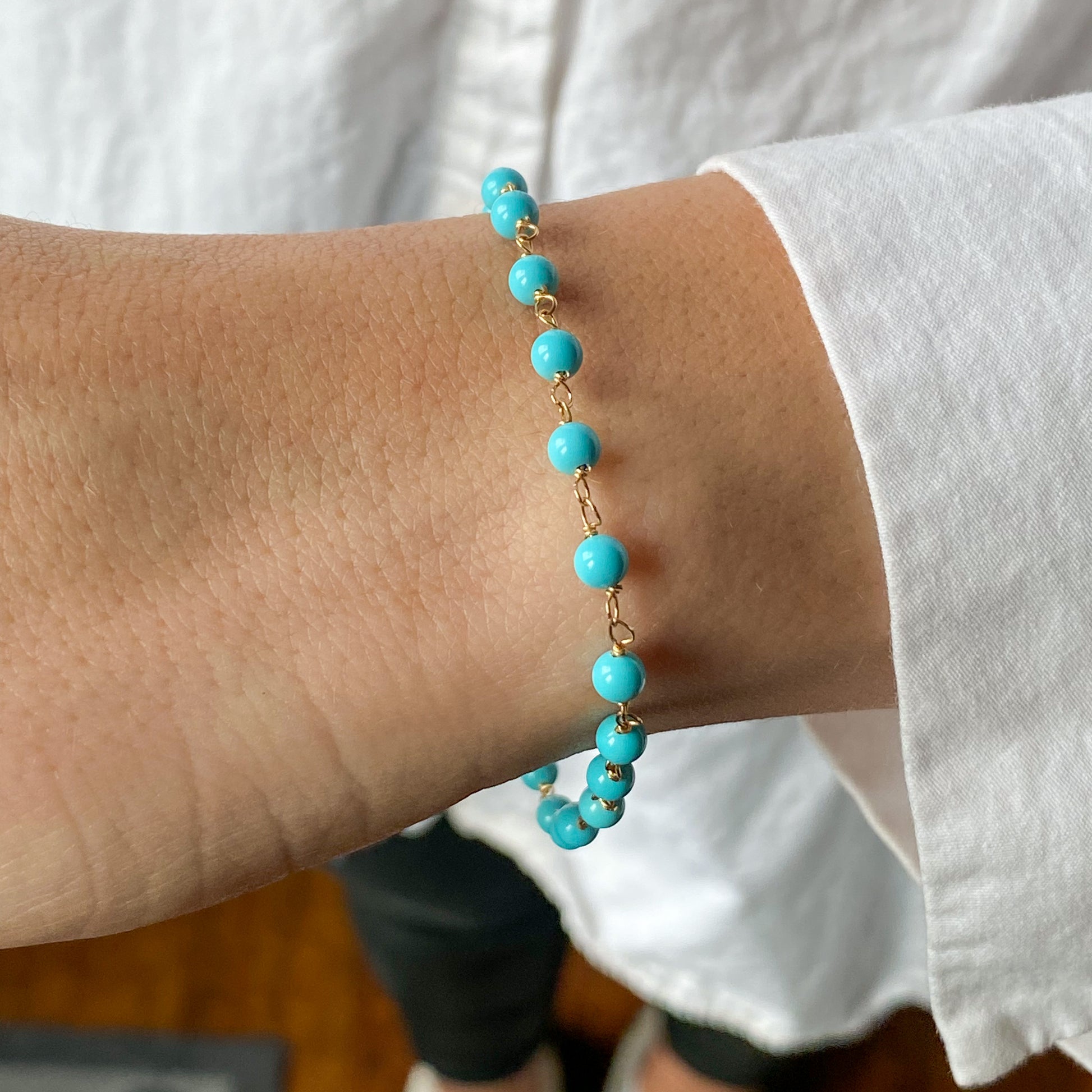 18ct Gold Turquoise Bracelet - John Ross Jewellers