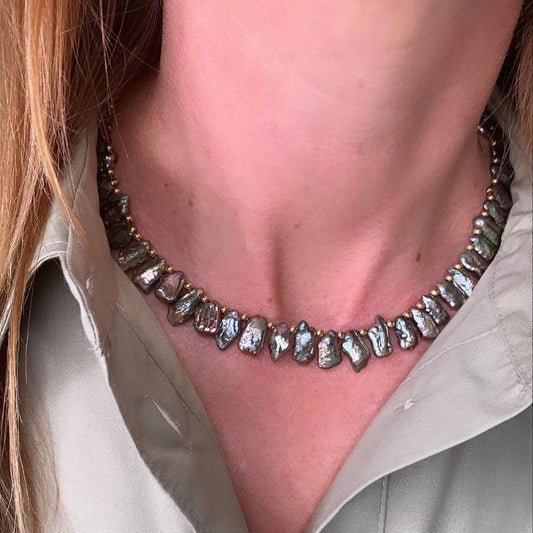 Green Biwa Cultured Freshwater Pearl Necklace - John Ross Jewellers