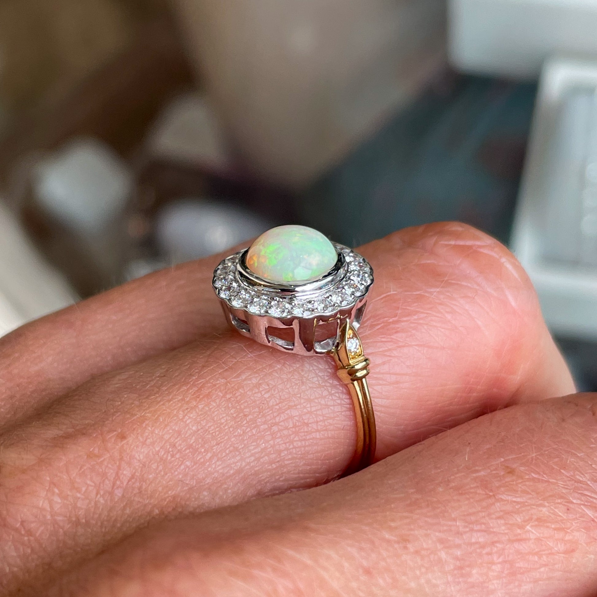 18ct Gold Gem Opal & Diamond Ring - John Ross Jewellers