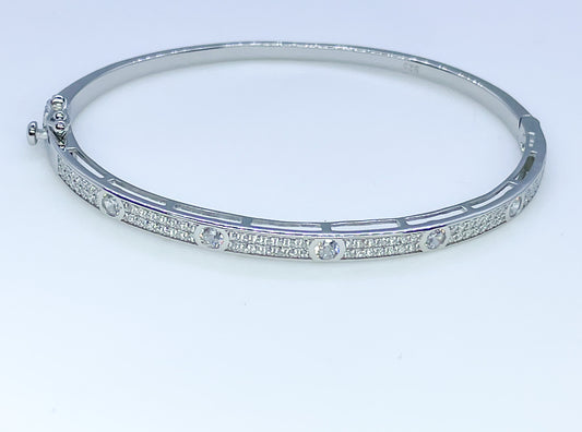 Silver CZ Circles Bangle - John Ross Jewellers