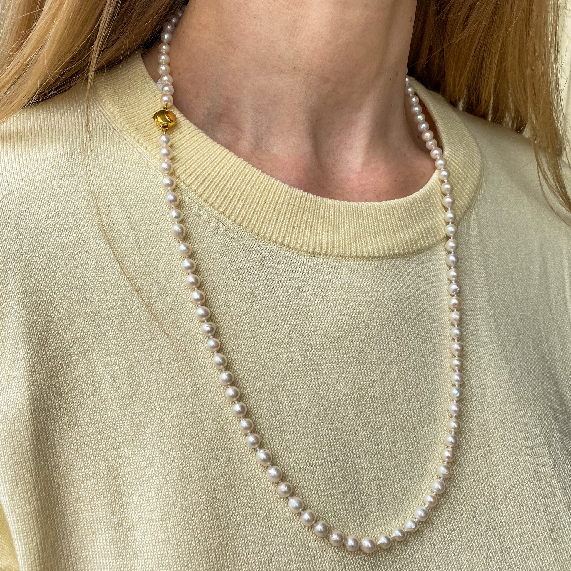 9ct Gold 28" Akoya Cultured Pearl Necklace - John Ross Jewellers