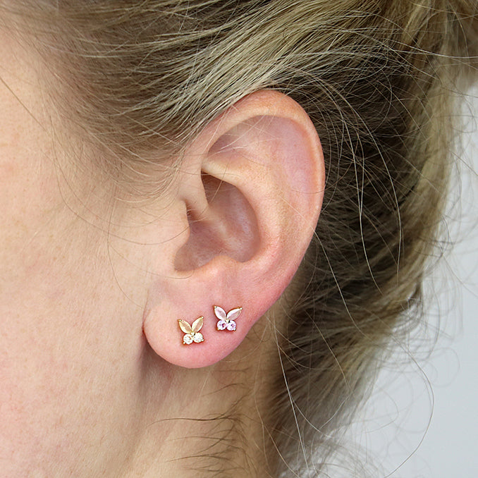 Sunshine Pink Mix Butterfly Stud Earrings - John Ross Jewellers