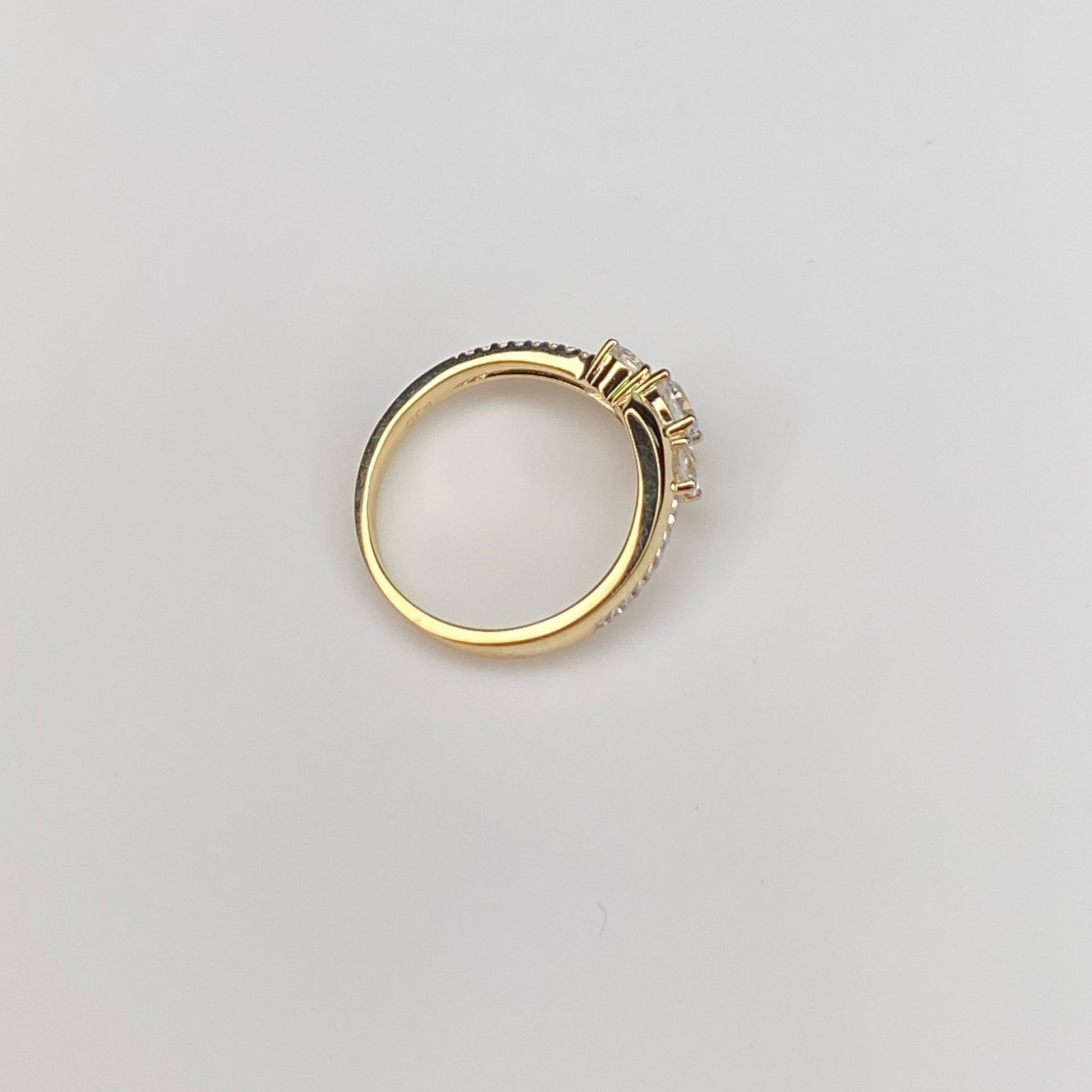 9ct Gold CZ Trilogy Ring - Twist - John Ross Jewellers