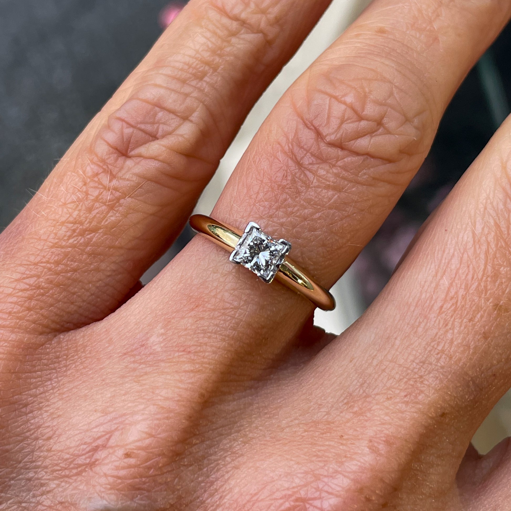 18ct Gold Princess Cut Diamond Solitaire Engagement Ring | 0.44ct - John Ross Jewellers