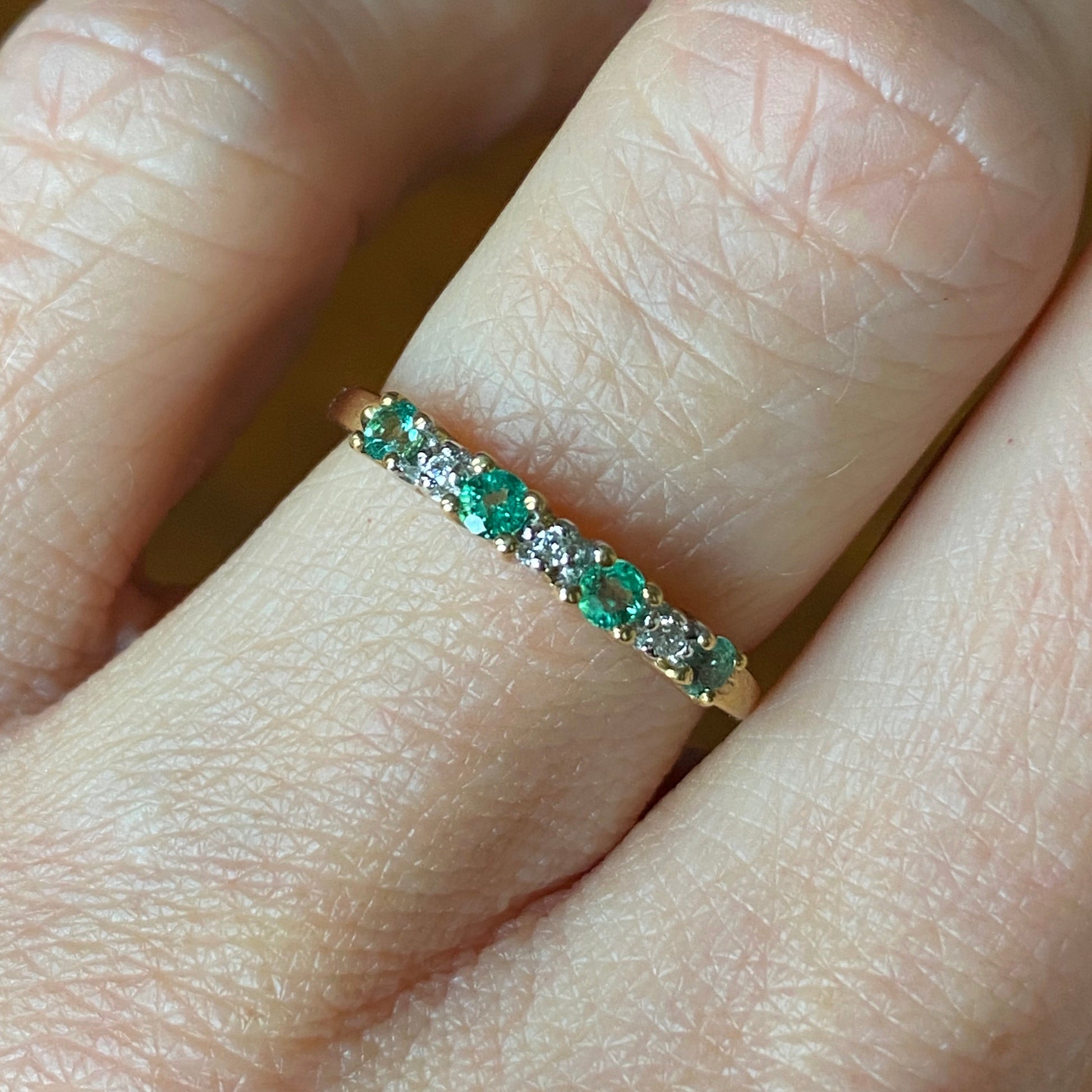 9ct Yellow Gold Emerald & Diamond Eternity Ring - John Ross Jewellers