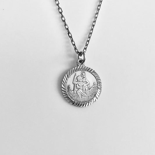 Silver St Christopher Medal Pendant and Chain - John Ross Jewellers