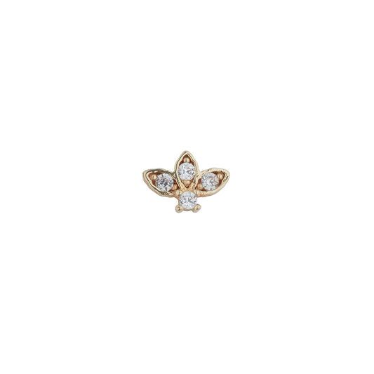 Ear Candy 9ct Gold CZ Lotus Cartilage Stud | Labret - John Ross Jewellers