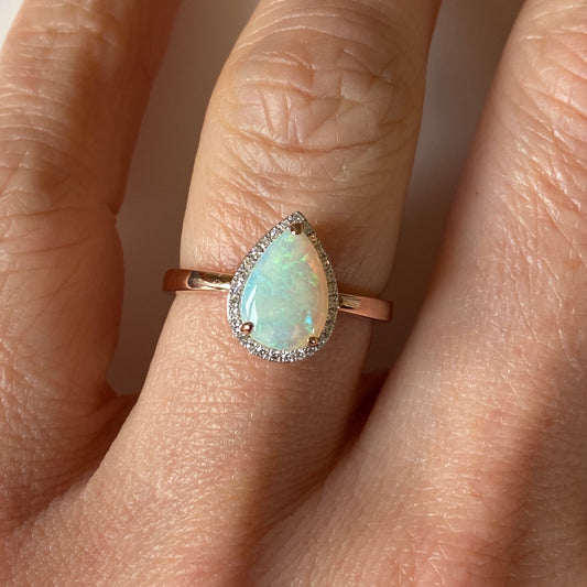 9ct Rose Gold Opal & Diamond Ring - John Ross Jewellers