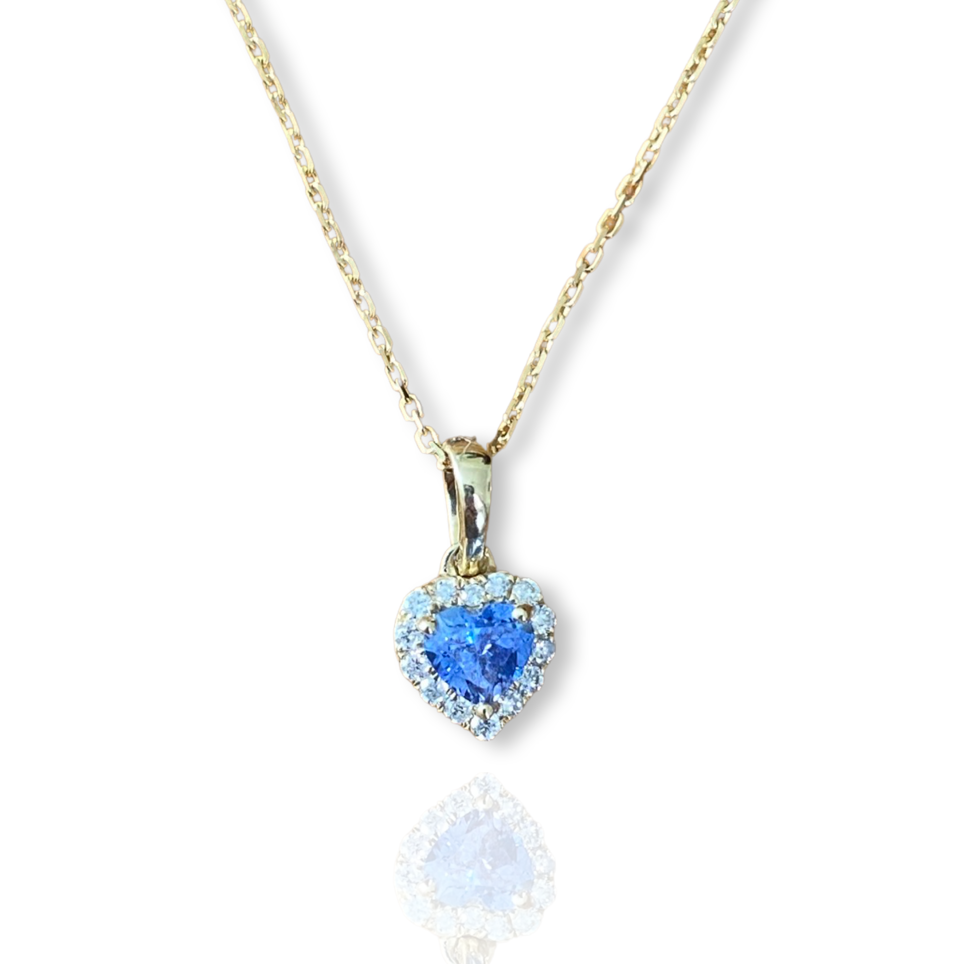 9ct Gold Sweet Heart Pendant | Sapphire & Diamond | 0.28ct - John Ross Jewellers