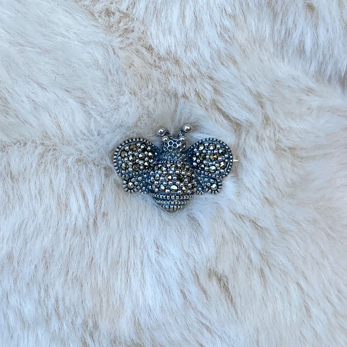 Silver Mini Marcasite Bumble Bee Brooch - John Ross Jewellers