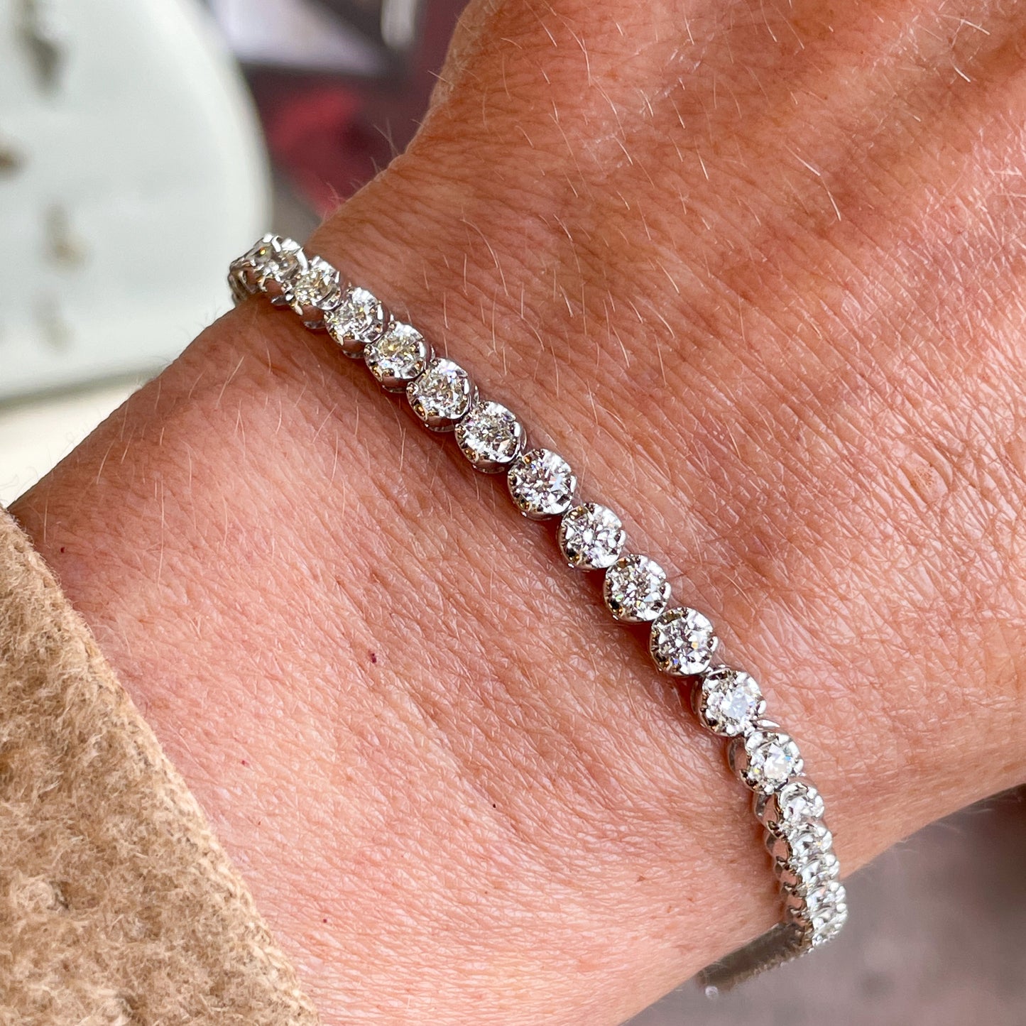 18ct White Gold Diamond Line Bracelet | 4.00ct - John Ross Jewellers