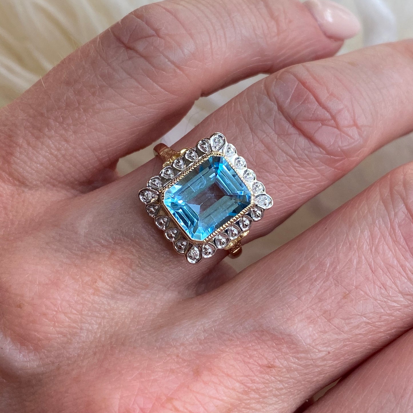 9ct Gold Blue Topaz & Diamond Ring - John Ross Jewellers