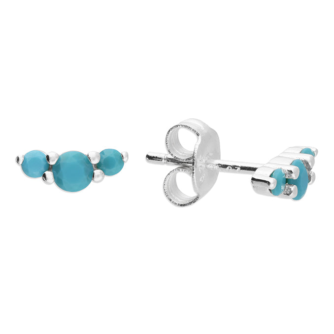 Silver Synthetic Turquoise Curved Stud Earrings - John Ross Jewellers