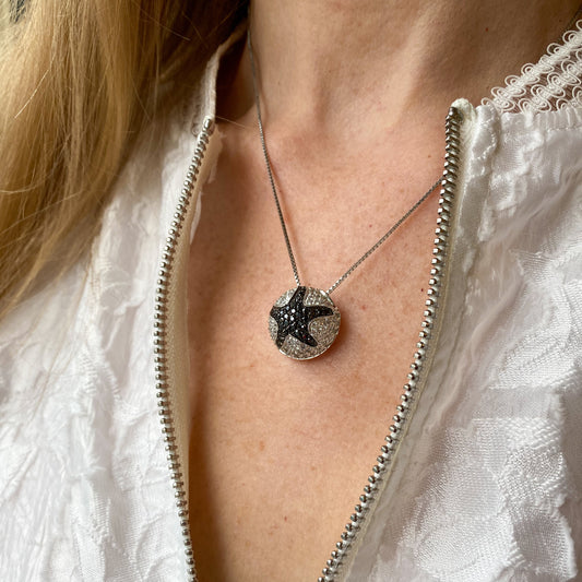 Domed CZ and Black Starfish Necklace - John Ross Jewellers