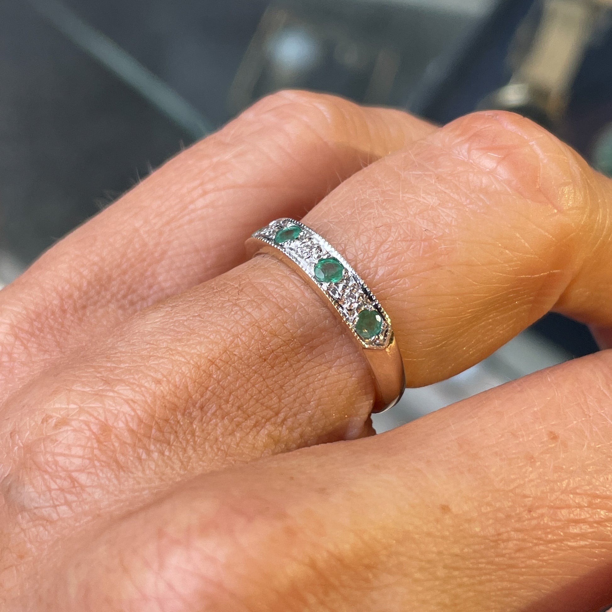 9ct Gold Emerald & Diamond Eternity Ring - John Ross Jewellers