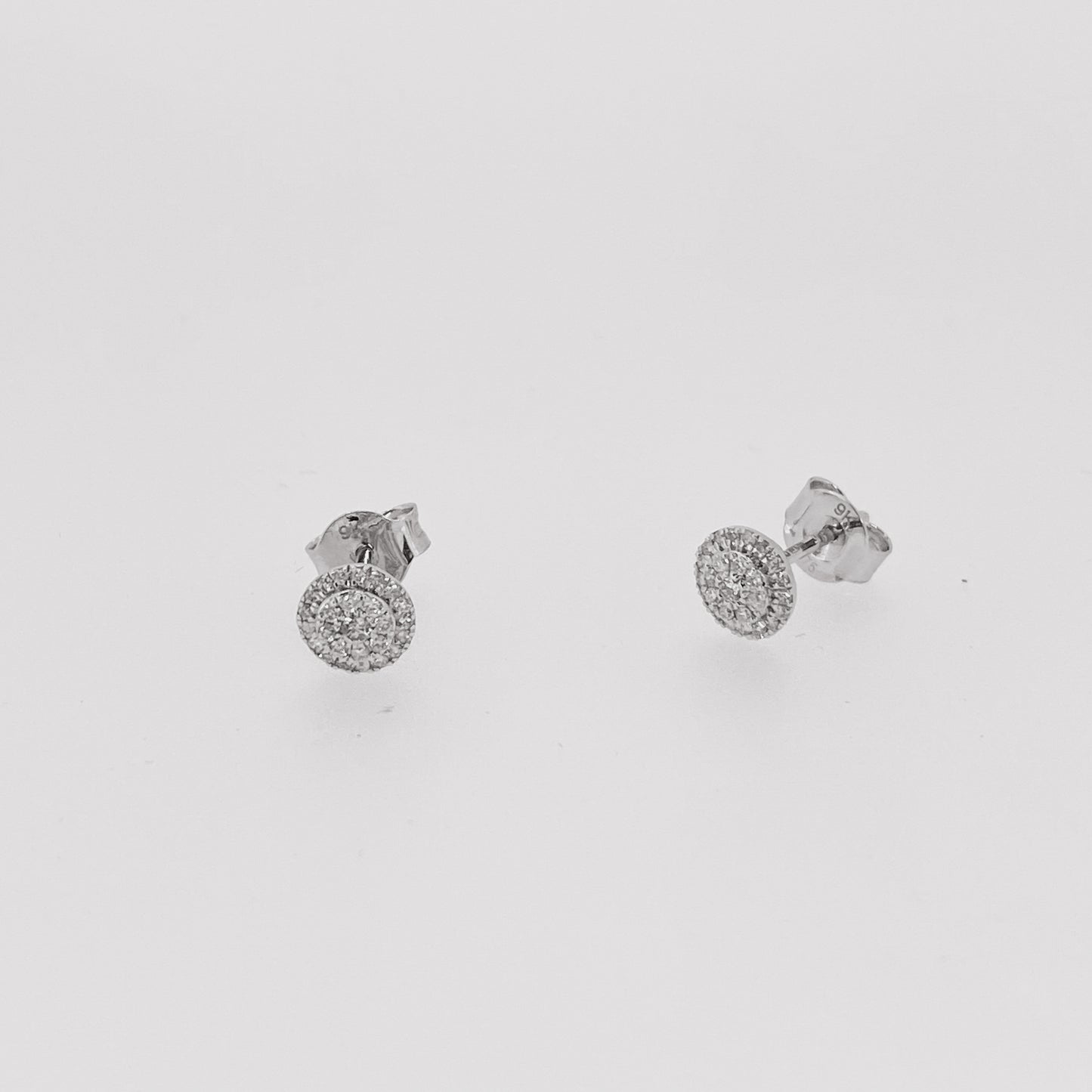 9ct White Gold Round Cluster Diamond Stud Earrings | 0.22ct - John Ross Jewellers