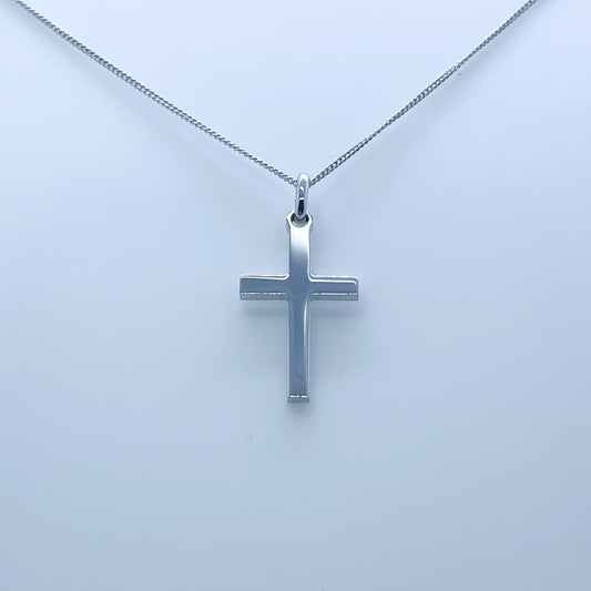 Silver Plain Block Cross Necklace - John Ross Jewellers