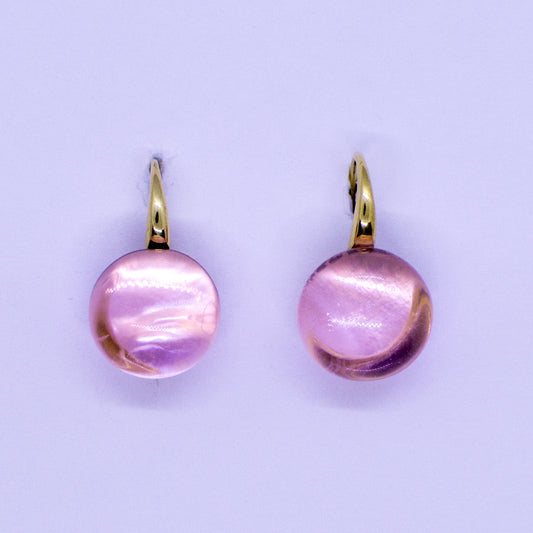 9ct Gold Rose Quartz Bubble Earrings - John Ross Jewellers