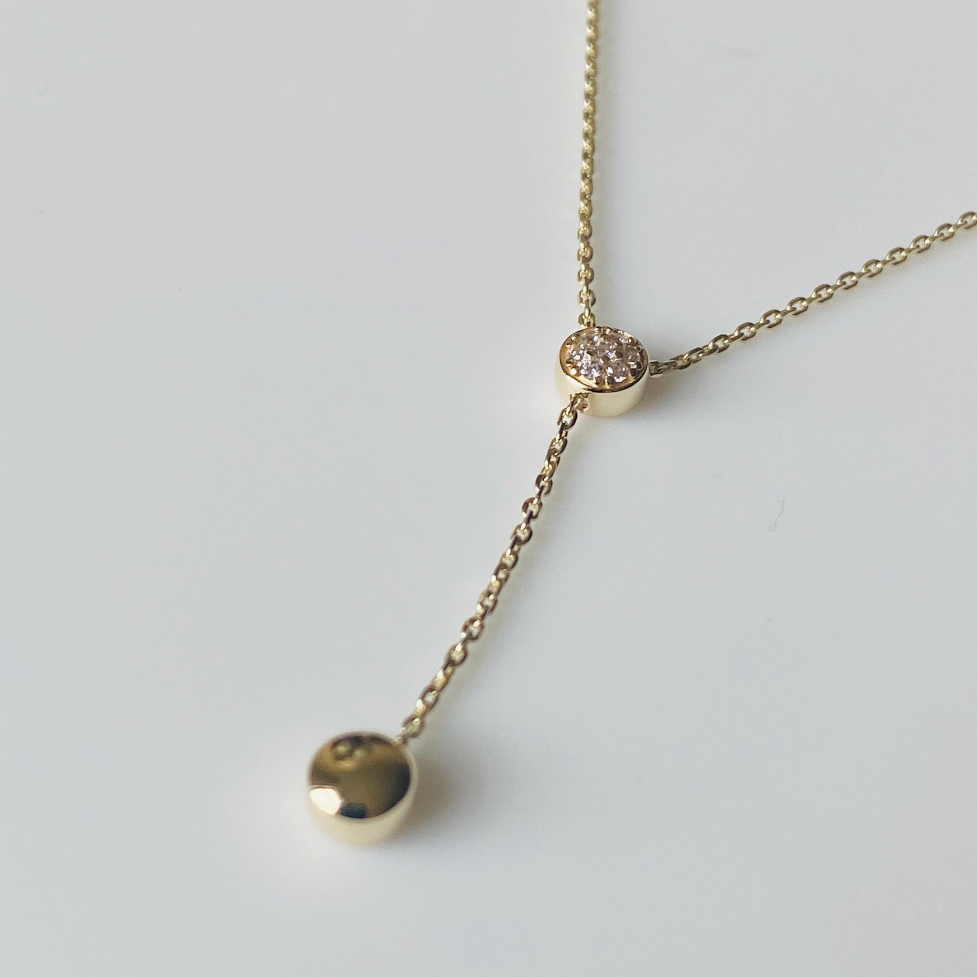 9ct Gold CZ Lariat Necklace John Ross Jewellers - Main Image