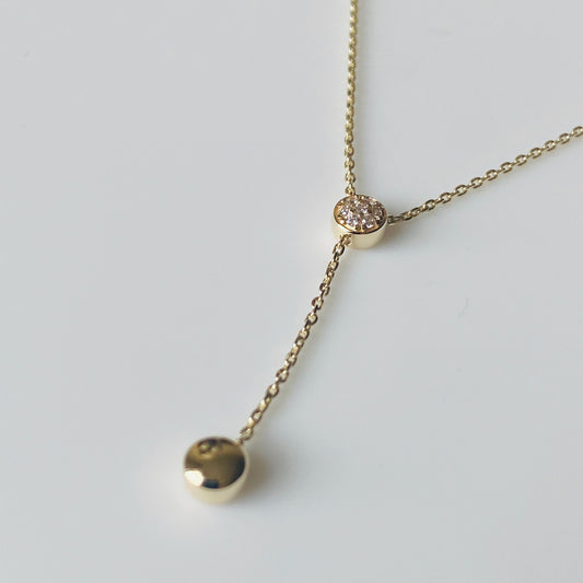 9ct Gold CZ Lariat Necklace - John Ross Jewellers