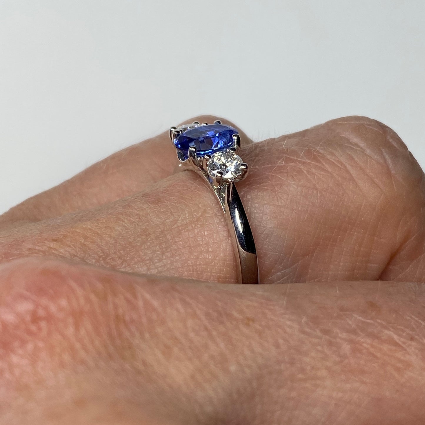 18ct White Gold Sapphire & Diamond Trilogy Ring - John Ross Jewellers