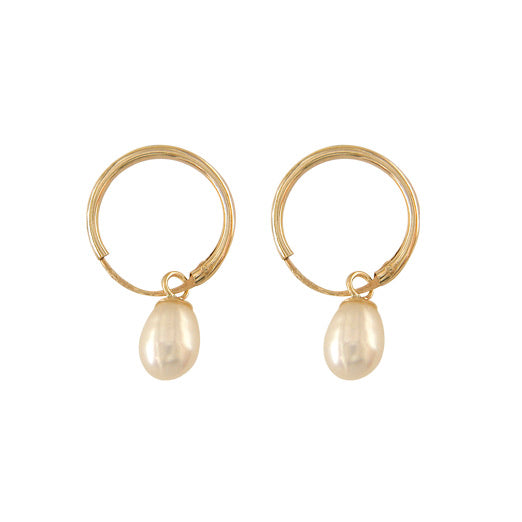 9ct Gold Pearl Sleeper Earrings - John Ross Jewellers