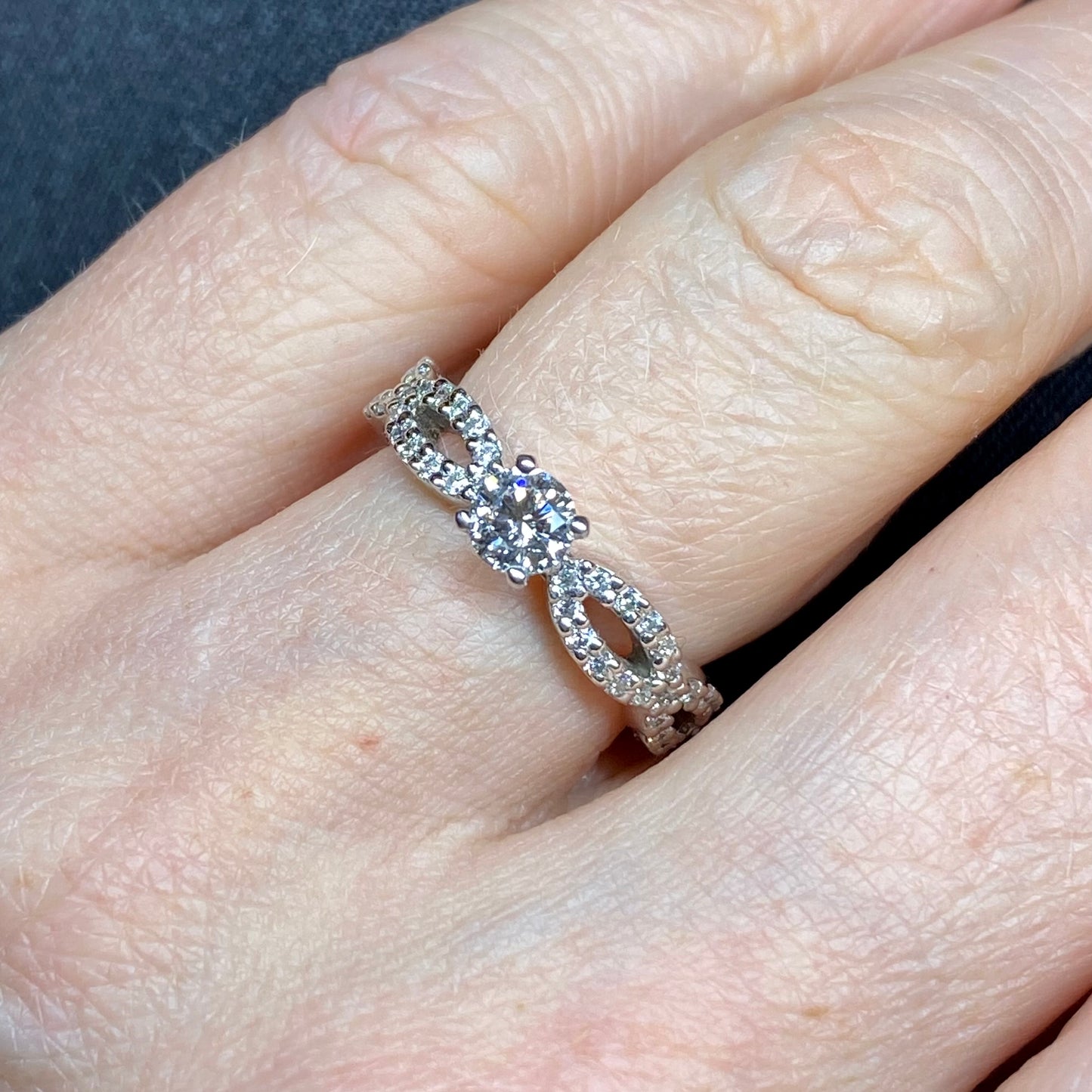 18ct White Gold 0.37ct Diamond Solitaire Engagement Ring | Infinity Shoulders - John Ross Jewellers