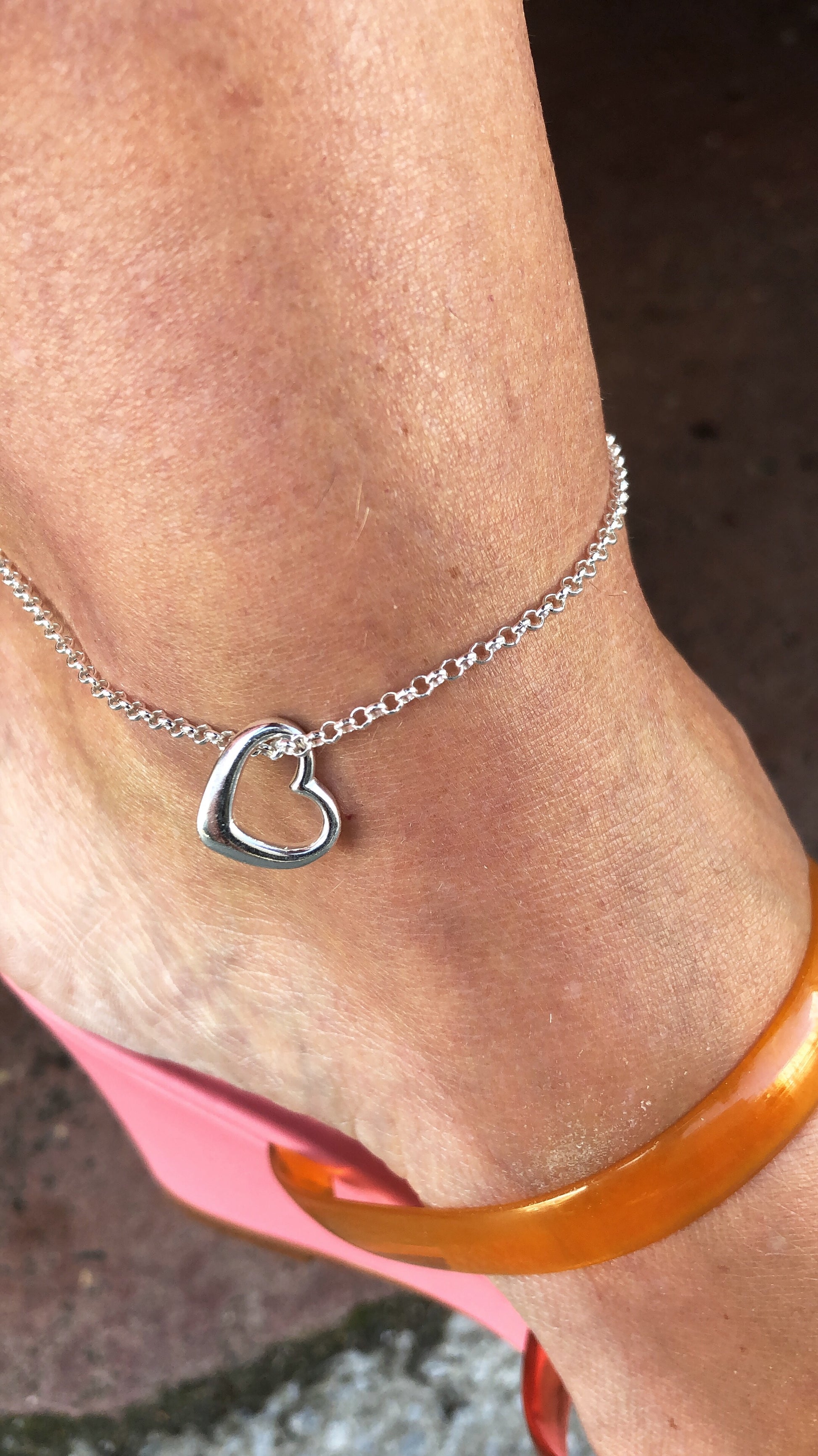 Silver Anklet - Open Heart - John Ross Jewellers