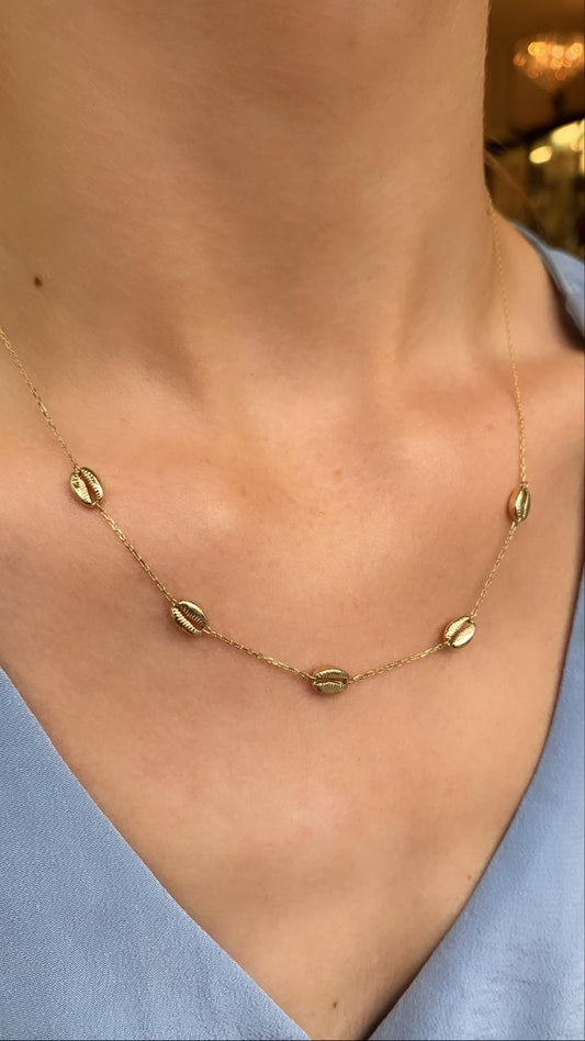 9ct Gold Five Shells Necklace - John Ross Jewellers