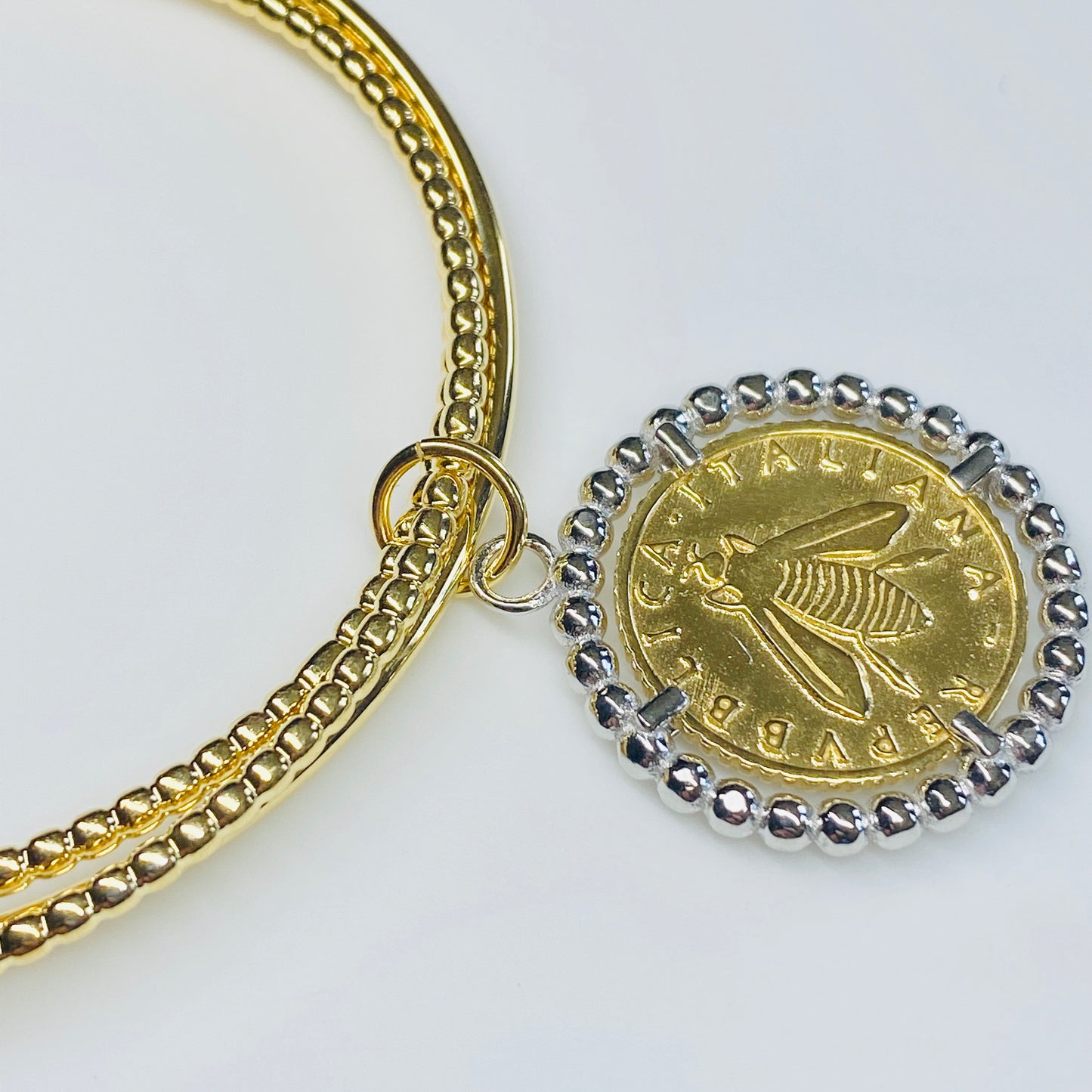 Sunshine Kinetic Bangle with Medallion - Gold - John Ross Jewellers