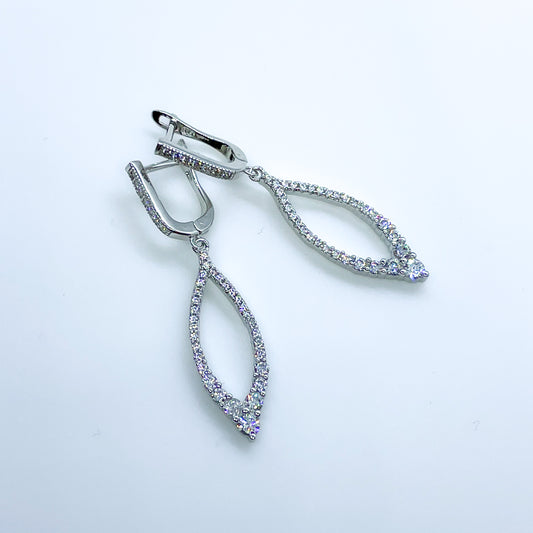 Silver CZ Open Marquis Drop Earrings - John Ross Jewellers