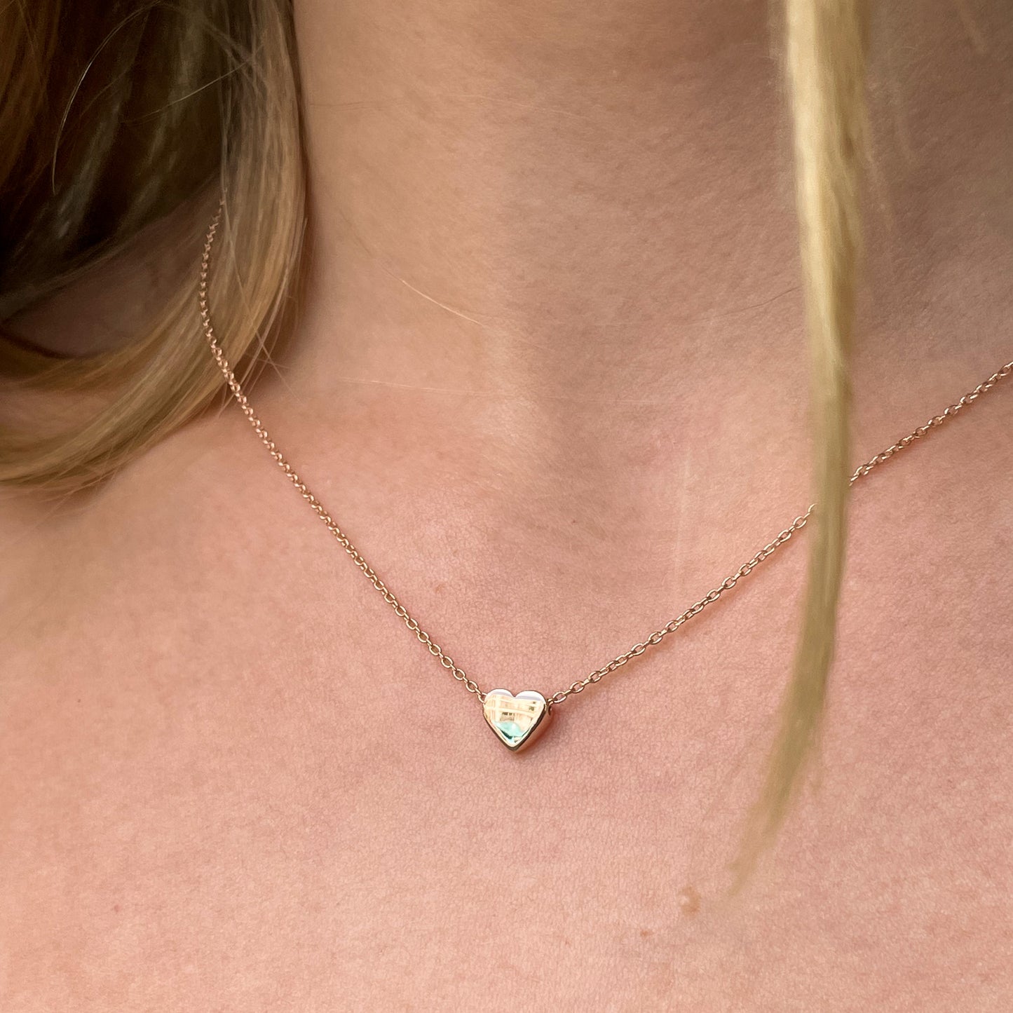 9ct Rose Gold Heart Slider Necklace | 43cm - John Ross Jewellers