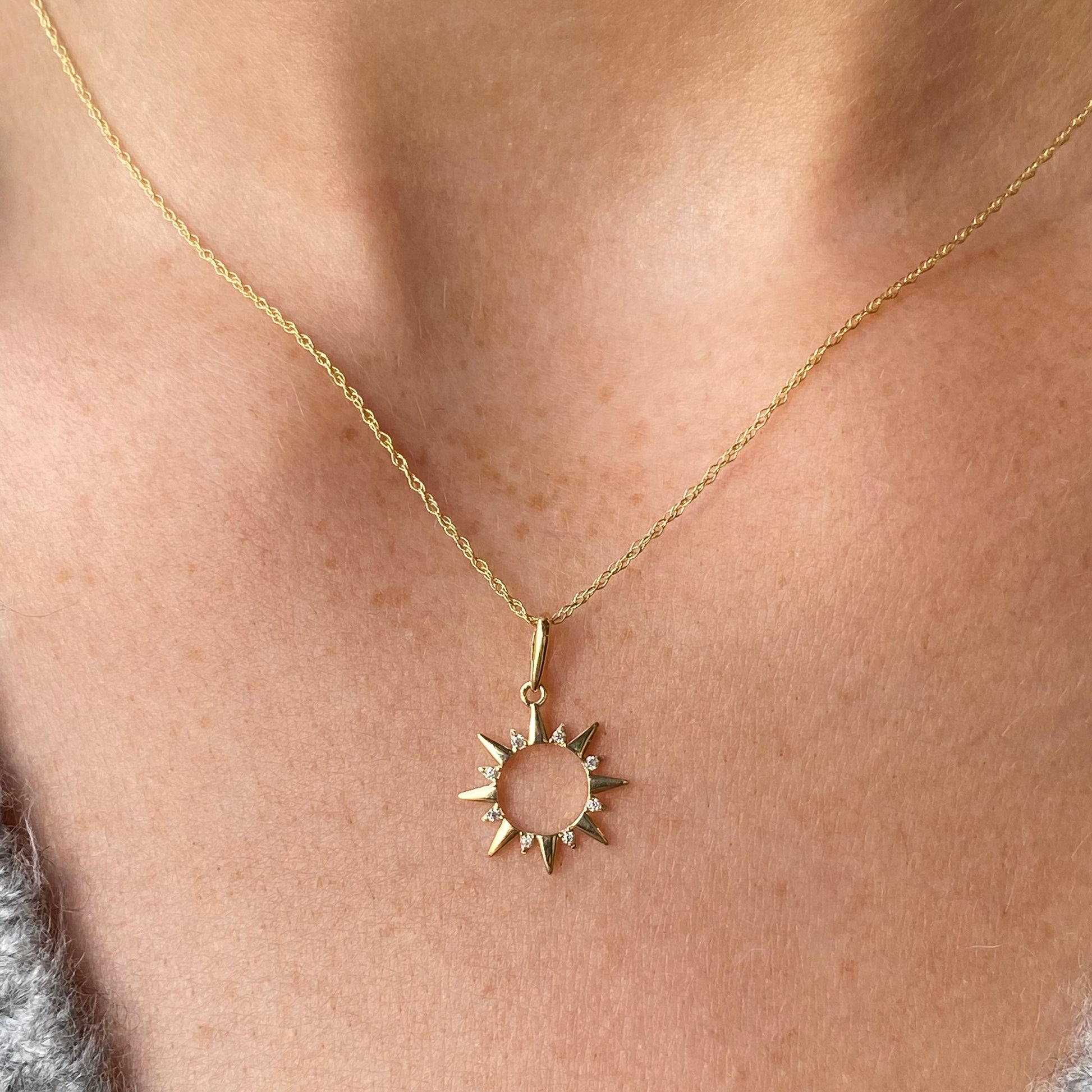 9ct Gold Open Sun Necklace - John Ross Jewellers